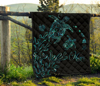 Hawaii Turtle Ohana Paua Shell Premium Quilt - Polynesian Pride