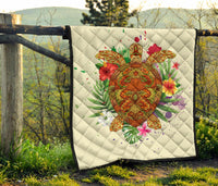 Hawaii Turtle Life Hibiscus Design Premium Quilt - Polynesian Pride