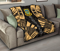 Tuvalu Premium Quilt - Tuvalu Coat Of Arms Polynesian Gold Tattoo - Polynesian Pride