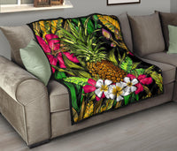 Hawaii Tropical Flowers Pineapple Premium Quilt - Polynesian Pride