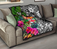 Fiji Premium Quilt - Turtle Plumeria Banana Leaf Crest - Polynesian Pride
