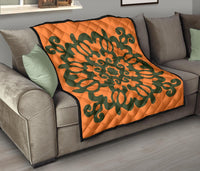 Hawaiian Quilt Turtle Pattern New Orange Premium Quilt - Skin Style - AH - Polynesian Pride