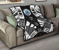 Federated States Of Micronesia Premium Quilt - Federated States Of Micronesia Seal Polynesian White Tattoo (Black) - Polynesian Pride