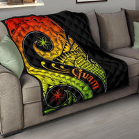 Guam Premium Quilt - Guam Polynesian Decorative Patterns Black - Polynesian Pride