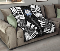 Marshall Islands Premium Quilt - Marshall Islands Seal Polynesian White Tattoo - Polynesian Pride