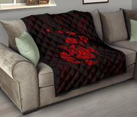 Hawaii Turtle Hibicus Map Premium Quilt - Red - Polynesian Pride