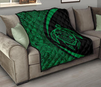 Hawaii Turtle Map Polynesian Premium Quilt - Green - Circle Style - Polynesian Pride