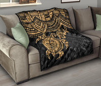 Polynesian Premium Quilt - Polynesian Golden Turtle Hibiscus - Polynesian Pride