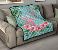 Hawaii Tropical Hibiscus Turtle Mint Style - Premium Quilt AH - Polynesian Pride