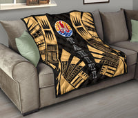 Tahiti Premium Quilt - Tahiti Flag Polynesian Gold Tattoo - Polynesian Pride
