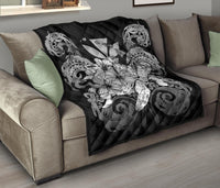 Hawaii Turtle Wave Polynesian Premium Quilt - Hey Style Gray - Polynesian Pride