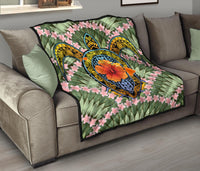 Hawaii Turtle Map Plumeria Hawaiian Tropical Premium Quilt - Candy Style - AH - Polynesian Pride