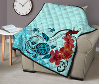 Sea Turtle Hibiscus Premium Quilt - Polynesian Pride