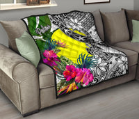 Palau Premium Quilt White - Turtle Plumeria Banana Leaf - Polynesian Pride
