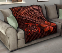 Hawaii Quilt - Hawaii Turtle Plumeria Quilt Red - Polynesian Pride