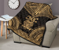 Papua New Guinea Premium Quilt - Papua New Guinea Coat Of Arms Polynesian Chief Gold Version - Polynesian Pride