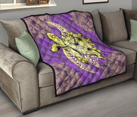 Hawaii Polynesian Turtle Hibiscus Premium Quilt - Yellow - Polynesian Pride