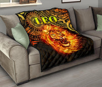 Sun In Leo Zodiac Premium Quilt Polynesian Tattoo Unique Vibes - Polynesian Pride