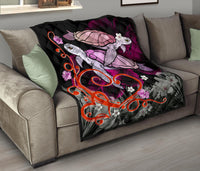 Hawaii Turtle Couple Valentine's Hibiscus Plumeria Premium Quilt - Valentine Style - AH - Polynesian Pride