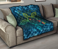 Hawaii Quilt - Hawaii Turtle Map Plumeria - Polynesian Pride