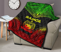 Samoa Premium Quilt - Samoa Coat Of Arms Polynesian Chief Reggae Version - Polynesian Pride