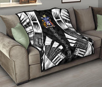 Norfolk Island Premium Quilt - Norfolk Island Coat Of Arms Polynesian White Tattoo (Black) - Polynesian Pride