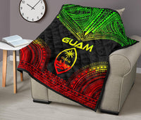 Guam Premium Quilt - Guam Coat Of Arms Polynesian Chief Reggae Version - Polynesian Pride