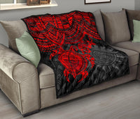 Polynesian Premium Quilt - Polynesian Red Turtle Hibiscus - Polynesian Pride