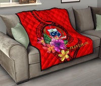 Samoa Polynesian Premium Quilt - Floral With Seal Red - Polynesian Pride