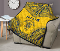 Niue Premium Quilt - Niue Seal Polynesian Chief Yellow Version - Polynesian Pride