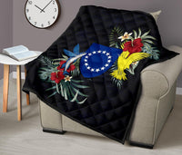 Cook Islands Hibiscus Coat Of Arms Premium Quilt - Polynesian Pride