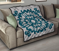 Hawaiian Quilt Turtle Pattern New Gray Premium Quilt - Skin Style - AH - Polynesian Pride