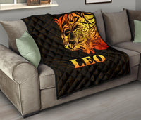 Sun In Leo Zodiac Premium Quilt Polynesian Tattoo Simple - Orange Black - Polynesian Pride