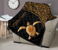 Polynesian Custom Personalised Premium Quilt - Gold Turtle Curver Style - Polynesian Pride