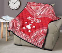 Austral Islands Premium Quilt - Austral Islands Flag Polynesian Chief Red Version - Polynesian Pride