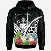 Samoa Hoodie Samoa Coat of Arms & Polynesian Tropical Flowers White Unisex White - Polynesian Pride
