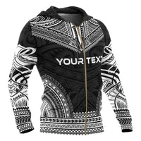 Papua New Guinea Polynesian Chief Custom Zip up Hoodie Black Version - Polynesian Pride