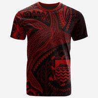 Tuvalu T Shirt Humpback Whale & Coat of Arms Red Unisex Red - Polynesian Pride