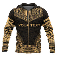 Papua New Guinea Polynesian Chief Custom Zip up Hoodie Gold Version - Polynesian Pride