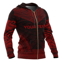 Papua New Guinea Polynesian Chief Custom Zip up Hoodie Red Version - Polynesian Pride