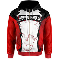 Papua New Guinea Zip Hoodie Mount Hagen PNG Coat of Arms Unisex Red Black - Polynesian Pride