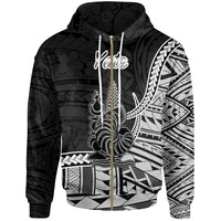 New Caledonia Islands Zip Hoodie Yate Seal of New Caledonia Polynesian Patterns Unisex Black - Polynesian Pride