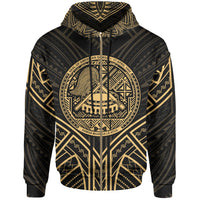 American Samoa Zip Hoodie American Samoa Seal Gold Tribal Patterns Unisex White - Polynesian Pride