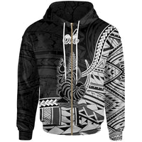New Caledonia Islands Zip Hoodie oh Seal of New Caledonia Polynesian Patterns Unisex Black - Polynesian Pride