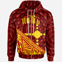 Rotuma Zip Hoodie Itutiu Tapa Patterns With Bamboo Red - Polynesian Pride