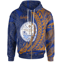 Marshall Islands Zip Hoodie Wotje Wings Style Unisex Blue - Polynesian Pride