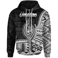 Guam Zip Hoodie Umatac Seal of Guam Polynesian Patterns Unisex Black - Polynesian Pride
