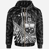 Samoa Zip Hoodie White Polynesian Patterns With Bamboo Unisex White - Polynesian Pride