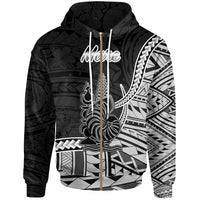 New Caledonia Islands Zip Hoodie Mare Seal of New Caledonia Polynesian Patterns Unisex Black - Polynesian Pride