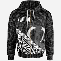 Vanuatu Zip Hoodie White Polynesian Patterns With Bamboo Unisex White - Polynesian Pride